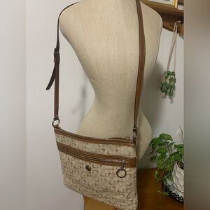 COACH Bias File Bag Crossbody Coated Canvas #17120 Signature C's Khaki/Toffee